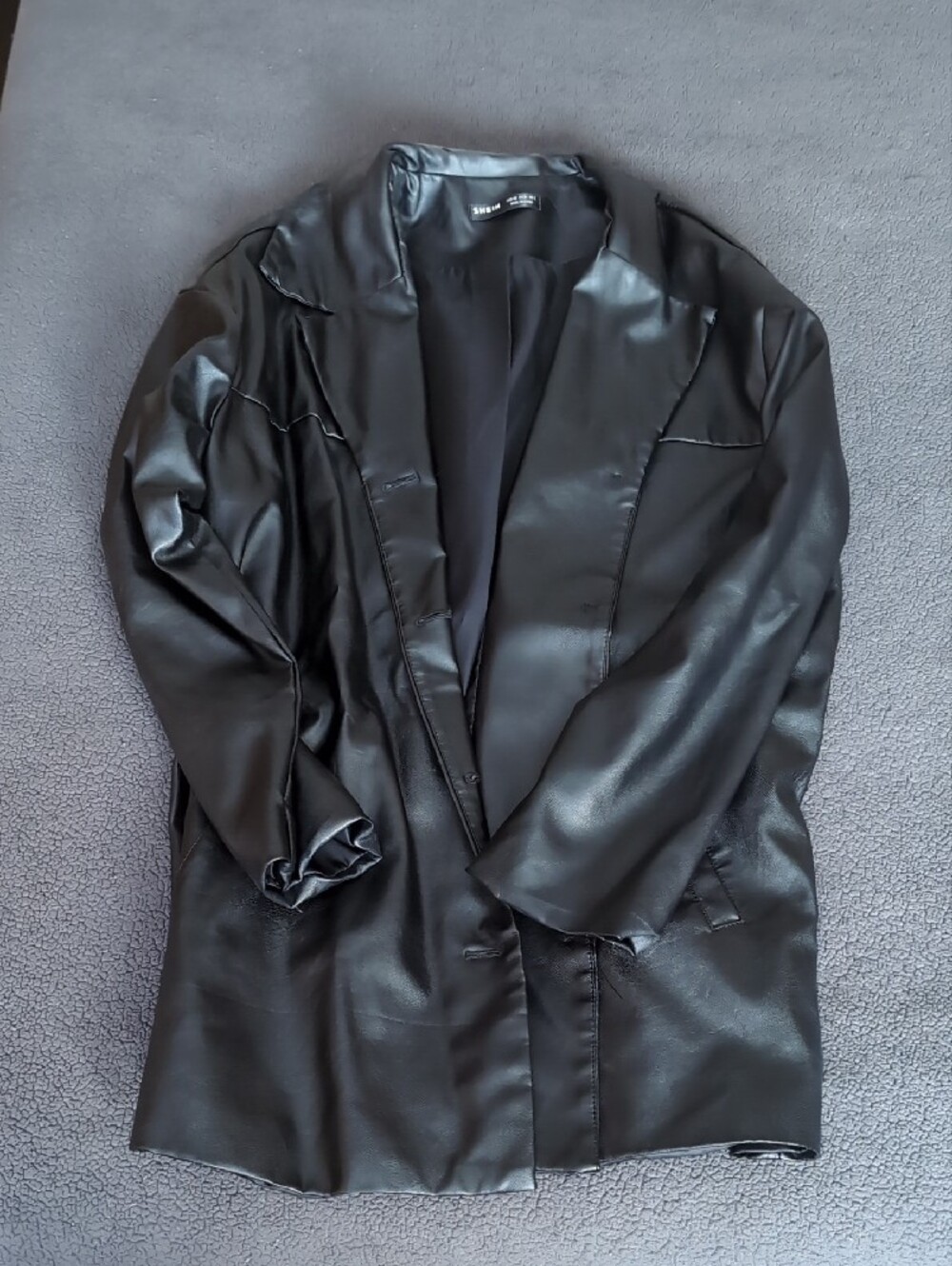 SHEIN Black Faux Leather Blazer Jacket